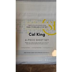 Sweet Home  1800 Deep Pocket Bedding, 4 pc  Sheet Set, - Cal King, White
